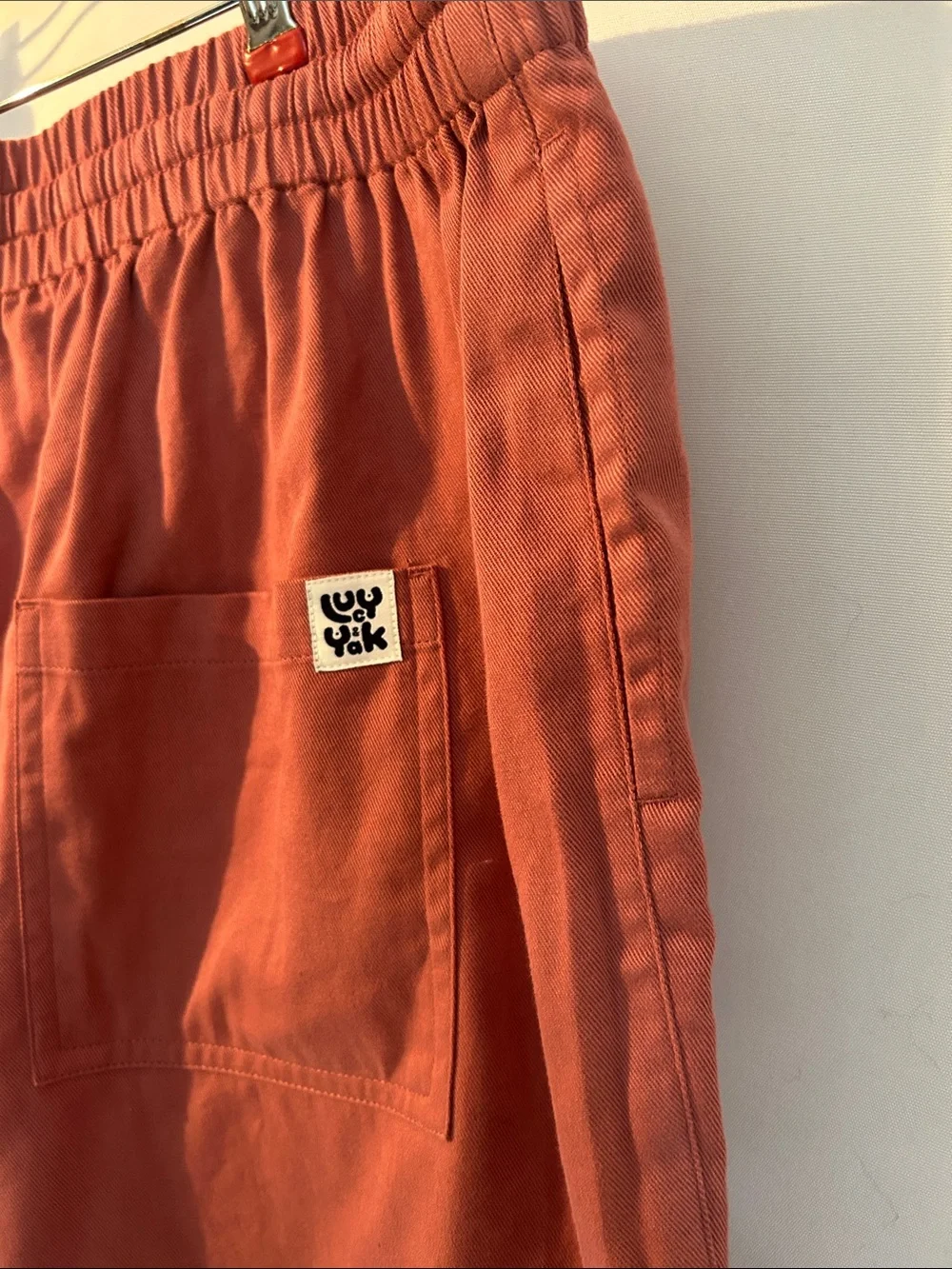 Lucy & Yak Rust Terracotta Elastic Waist Shorts